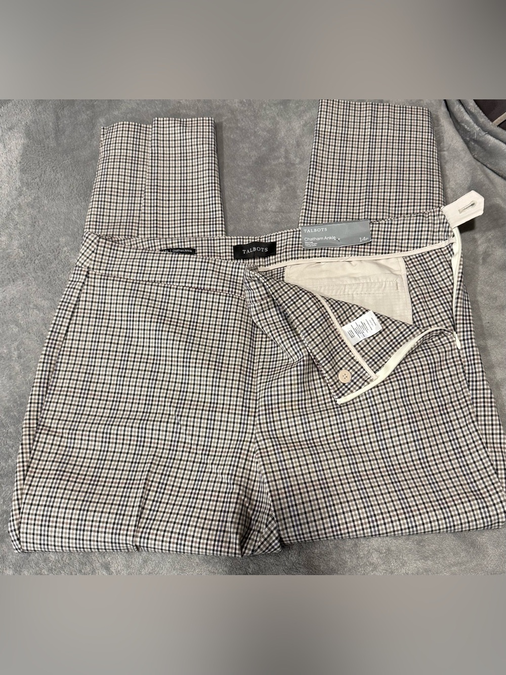 Talbots Chatham Ankle Tan/ Black Plaid Pants - Picture 6 of 11